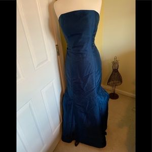 Dark Blue Strapless Formal Evening Gown